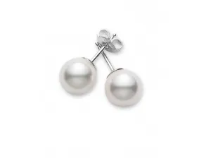 18K Gold Akoya Pearl Stud Earrings 7.5-8MM