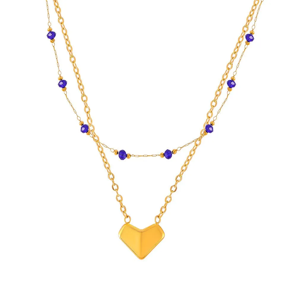 18K gold exquisite and fashionable heart pendant with double-layer design light luxury style necklace