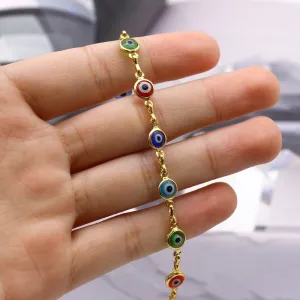 18k Gold Filled High Polish Finsh Evil Eye Bracelet