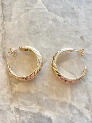 18K Gold Filled Open Back Criossant Hoops