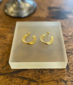 18k Gold Filled Striped Open Hoops