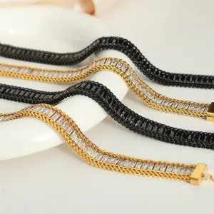 18K gold hip-hop fashion keel chain with zircon design bracelet