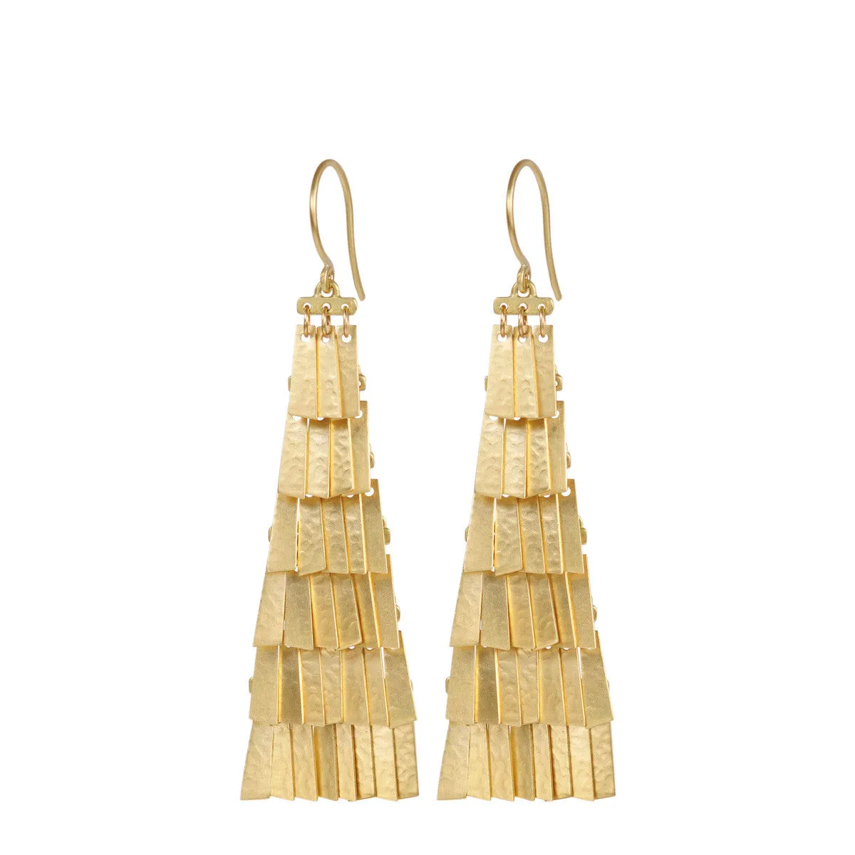 18K Gold Long Curtain Earrings