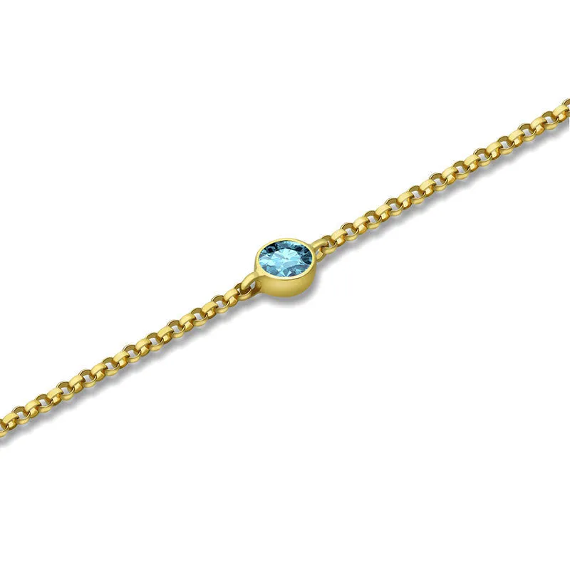 18k Gold March Birthstone Aquamarine Bracelet