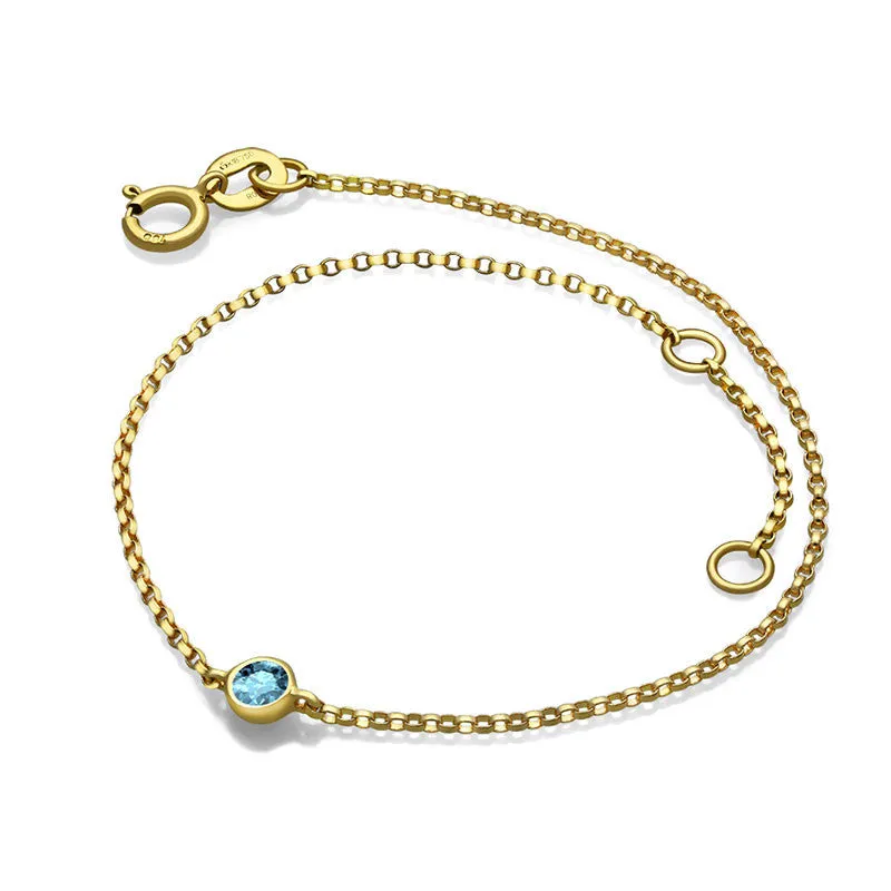 18k Gold March Birthstone Aquamarine Bracelet