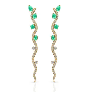 18k Mirage Yellow Gold Earring With 1.16 Cts Vs-Gh Diamonds  And Emerald