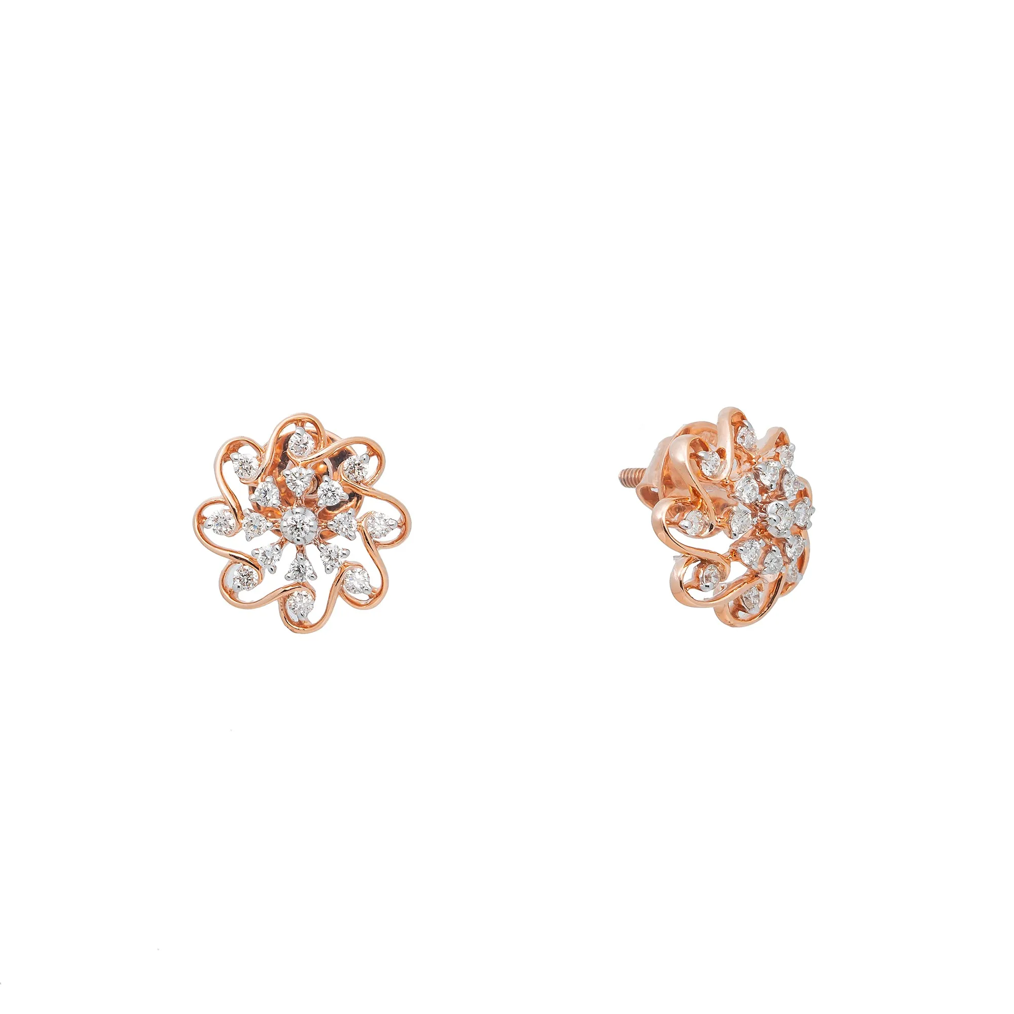 18K Rose Gold & 0.41ct Diamond Stud Earrings (3gm)