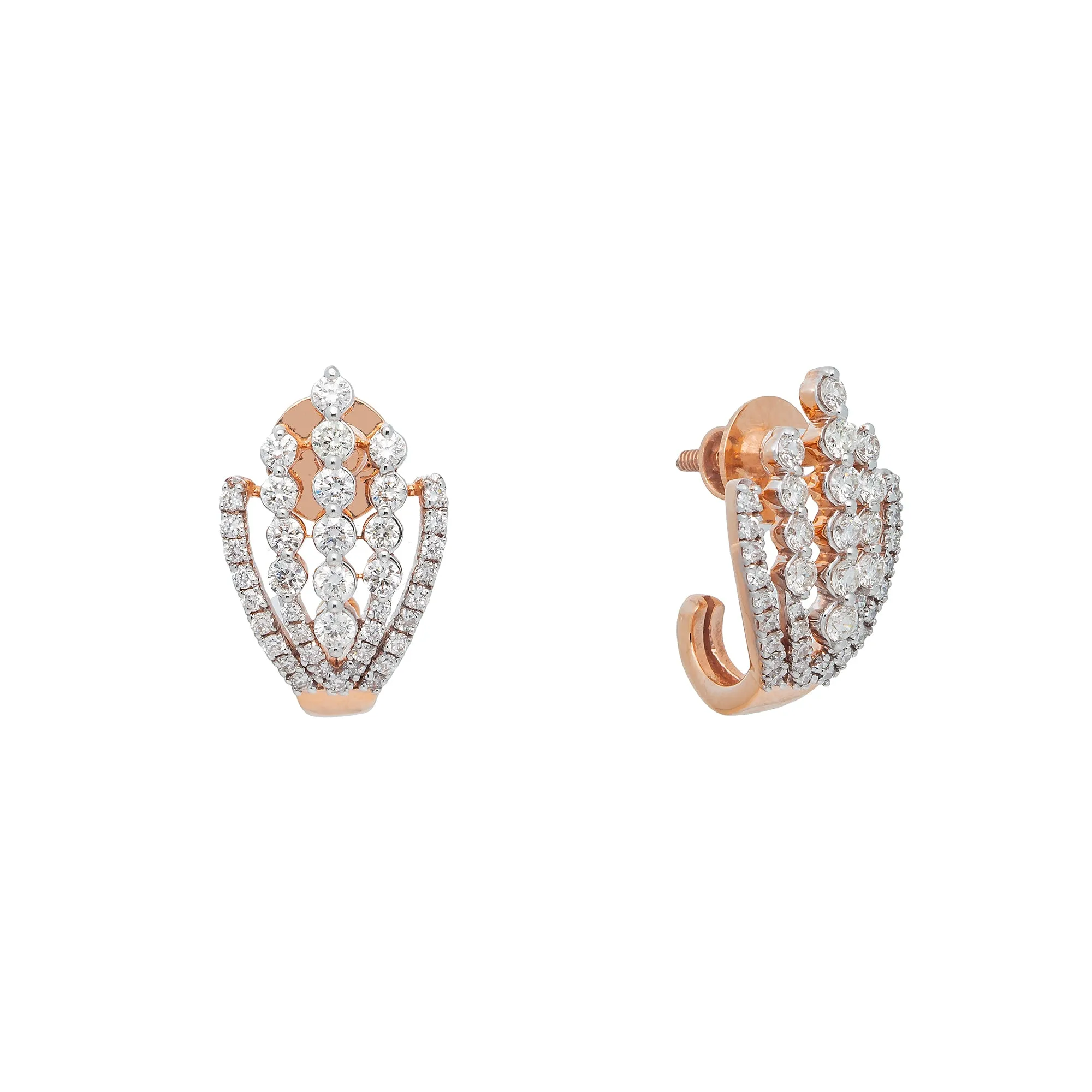 18K Rose Gold & 1.03ct Diamond Stud Earrings (5.4gm)