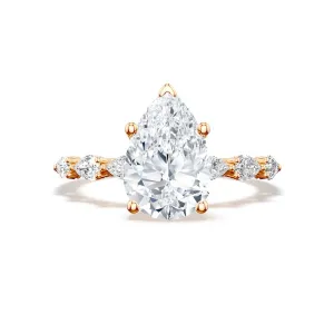 18k Rose Gold Pear Shape Diamond Engagement Ring