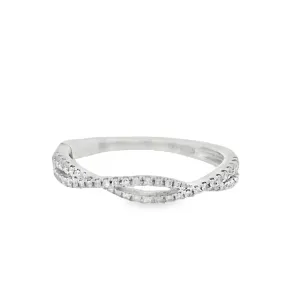 18K White Gold 0.20ct Diamond Twisted Women's Wedding Band