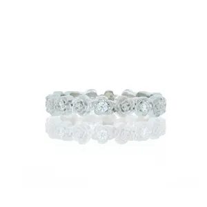 18k White Gold Diamond Accented Rose Band