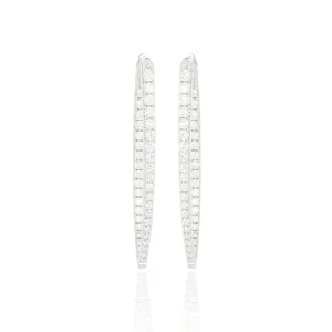 18k White Gold Diamond Imperial Hoop Earrings