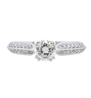 18K White Round Diamond 0.49Ct Solitaire Engagement Ring