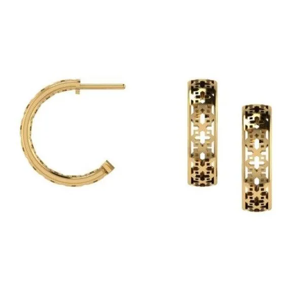 18k Yellow Gold Half Hoop Earrings