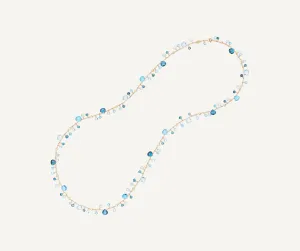 18K Yellow Gold Mixed Topaz Long Necklace