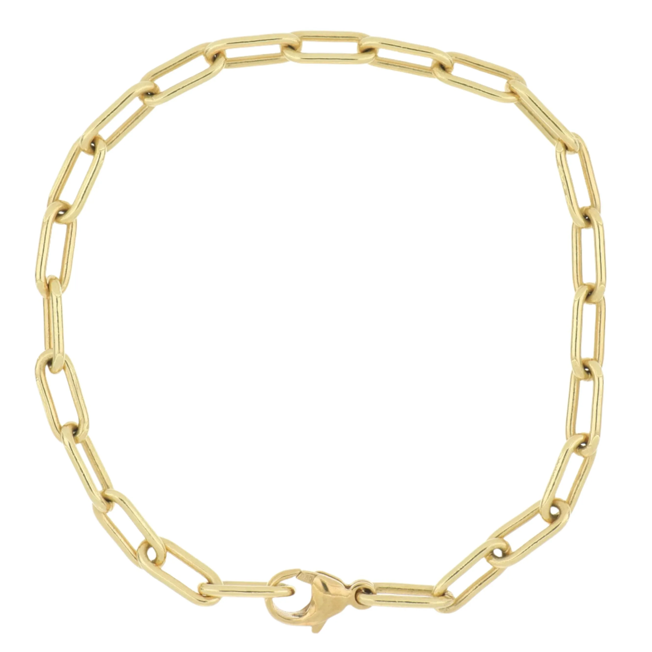 18k Yellow Gold Paperclip Link Bracelet