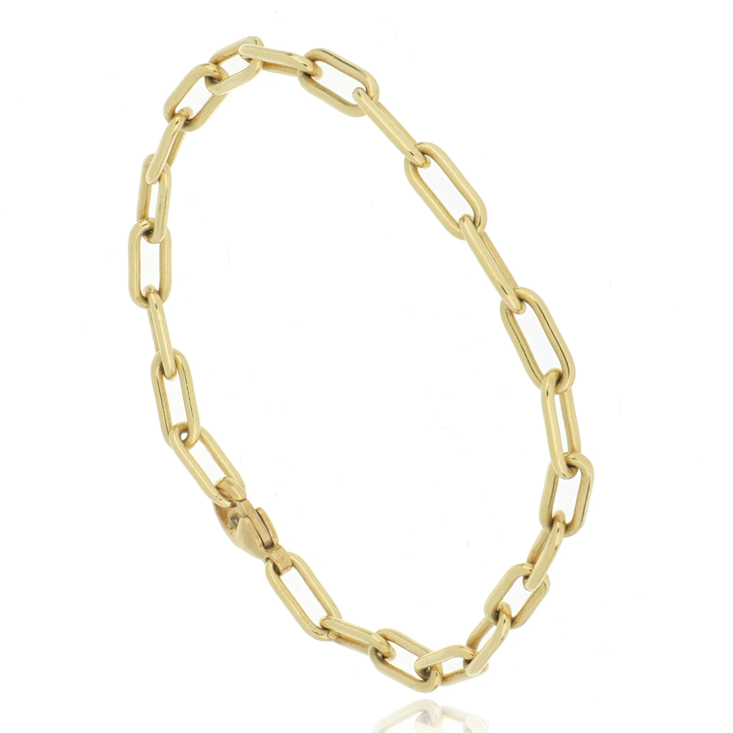 18k Yellow Gold Paperclip Link Bracelet