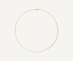 18K Yellow Gold Single Strand Coil Collar With Diamond Bar