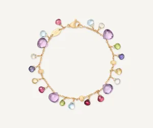 18K Yellow Gold Single-Strand Gemstone Bracelet, Amethyst Accents