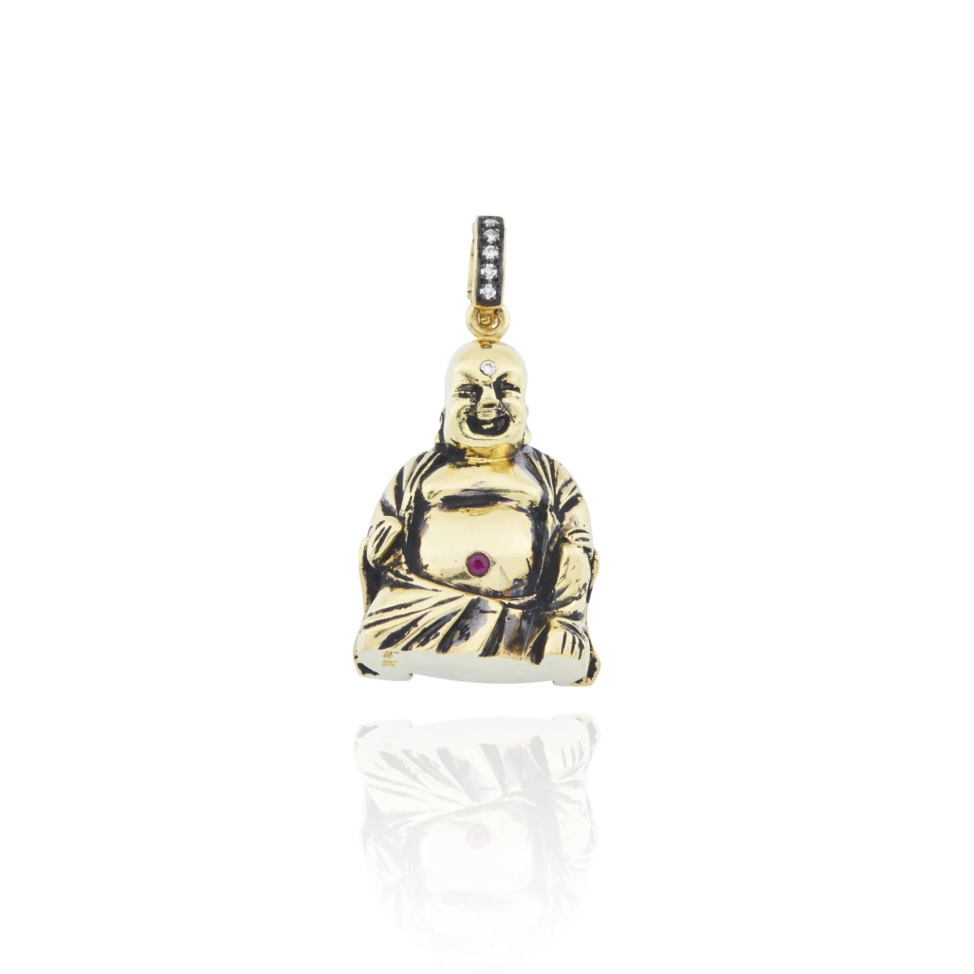 18kt Green Gold Laughing Buddha Charm