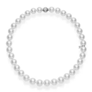 18KW 35 13.0X11.1MM RD WSSP A  AND 1 FC DIA=0.01CT(CLASP) 16" STRAND NECKLACE W 10MM 1893 BALL CLASP