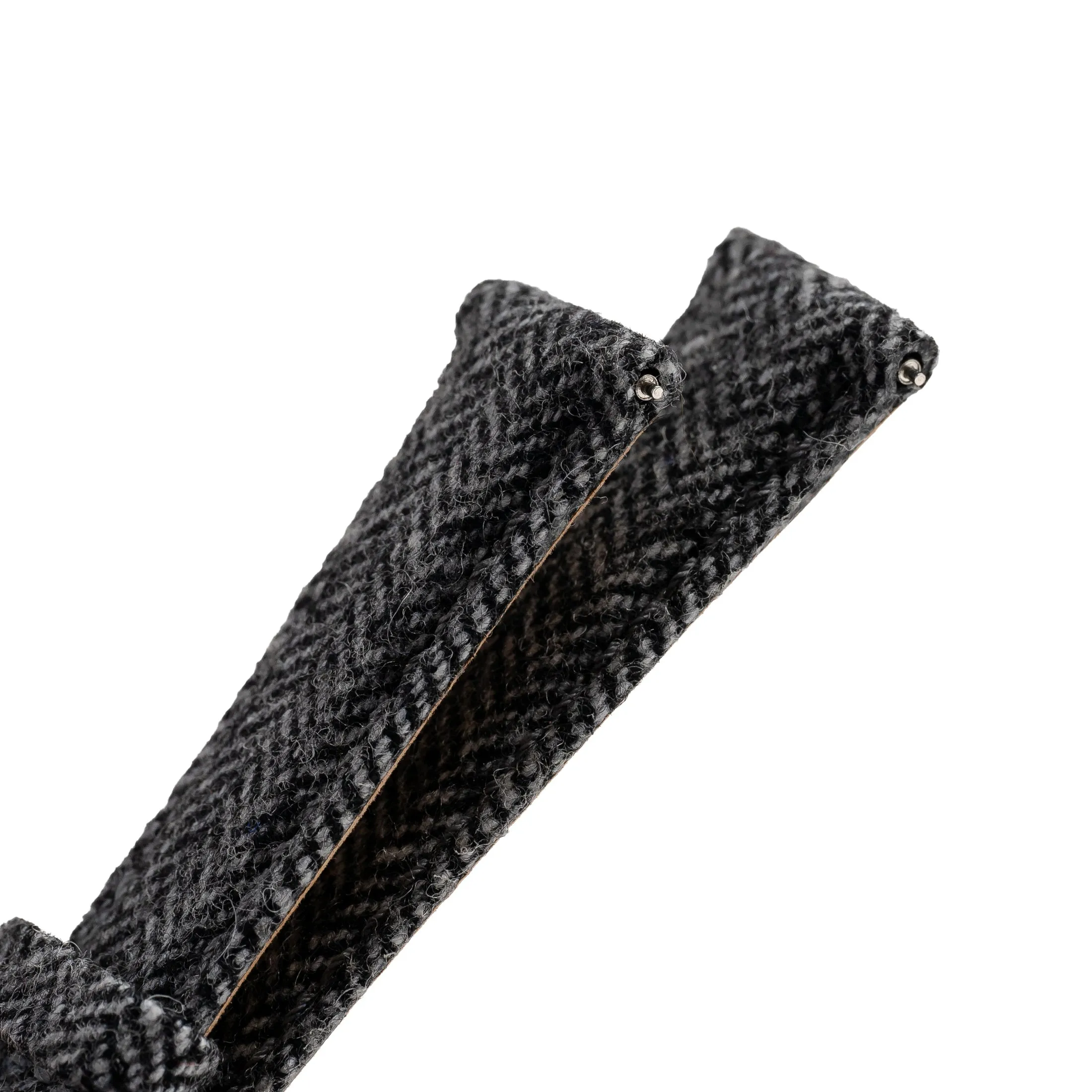 18mm 20mm 22mm Quick Release Wool / Leather Backed Watch Strap - Charcoal Gray Tweed