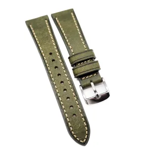 18mm, 20mm Olive Green Pueblo Calf Leather Watch Strap