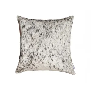 18" Gray and White Cowhide Throw Pillow