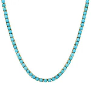 18" Large 4-Prong Turquoise Tennis Necklace