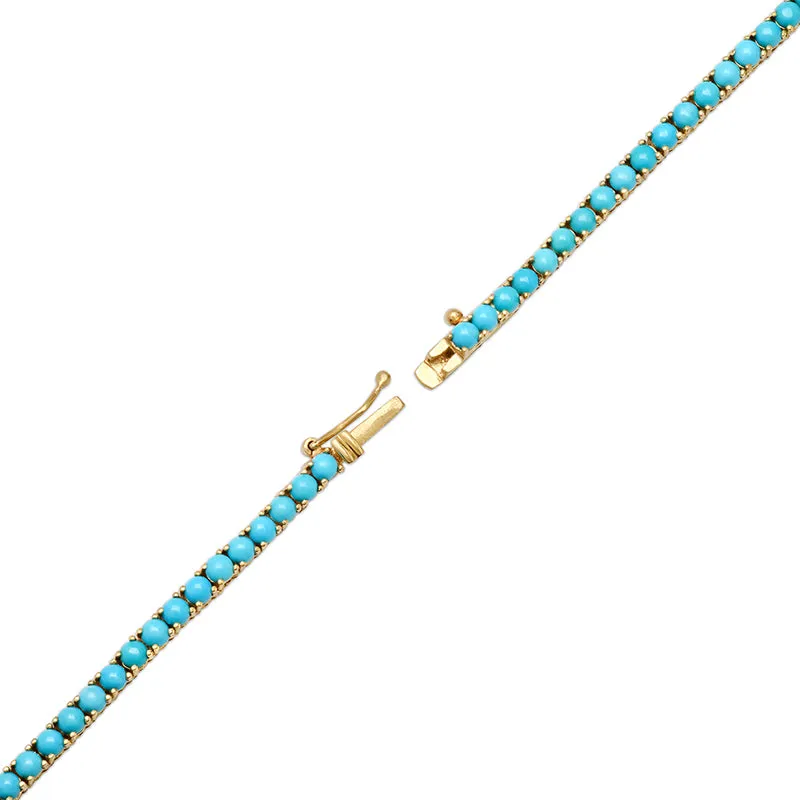 18" Large 4-Prong Turquoise Tennis Necklace