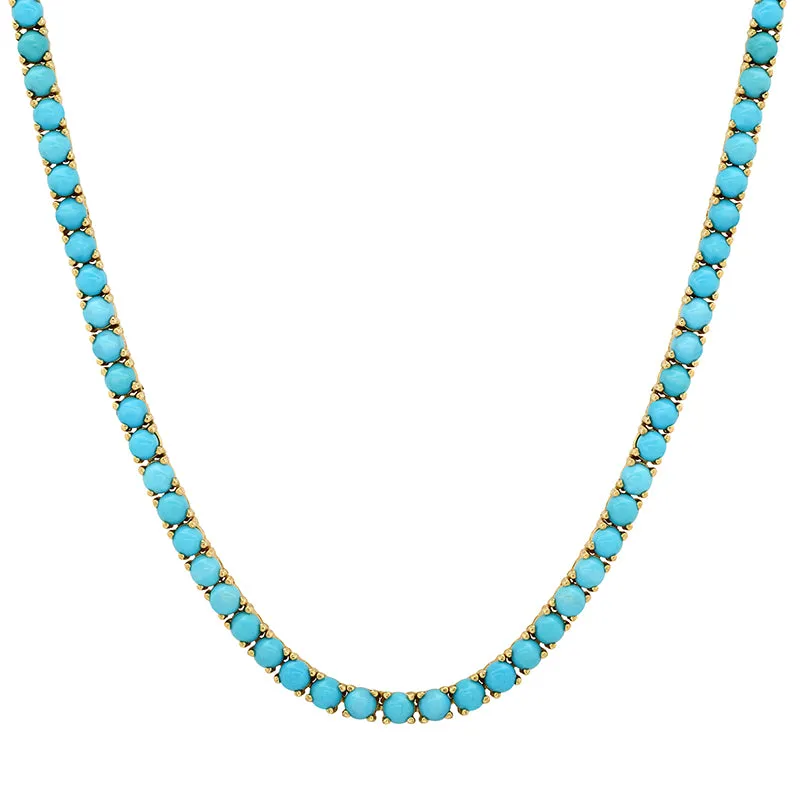 18" Large 4-Prong Turquoise Tennis Necklace