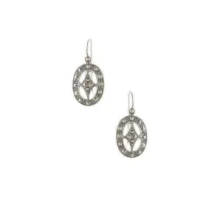 1928 Jewelry Oval Marcasite Wire Drop Earrings