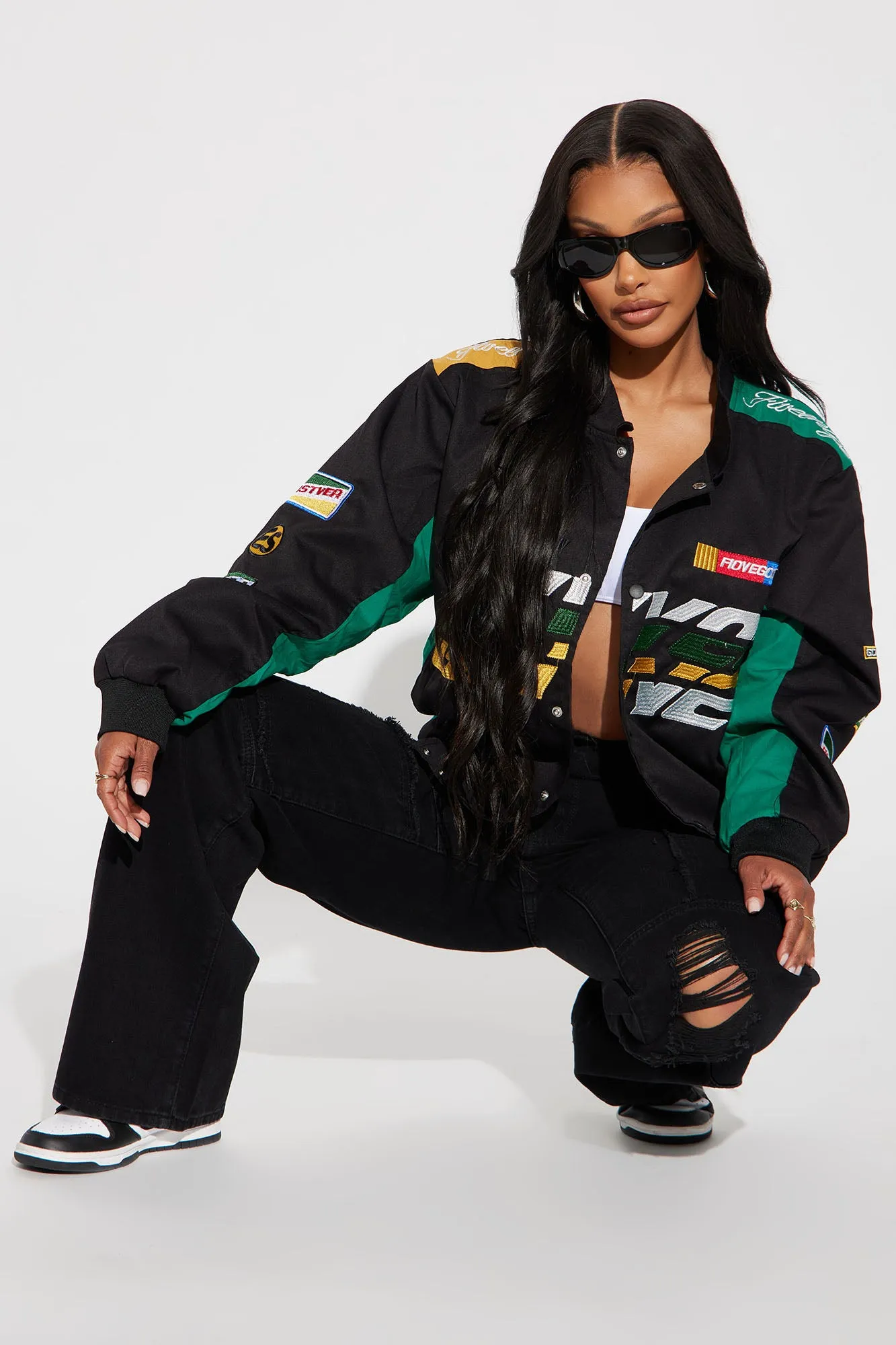 1929 Racer Bomber Jacket - Black/Green