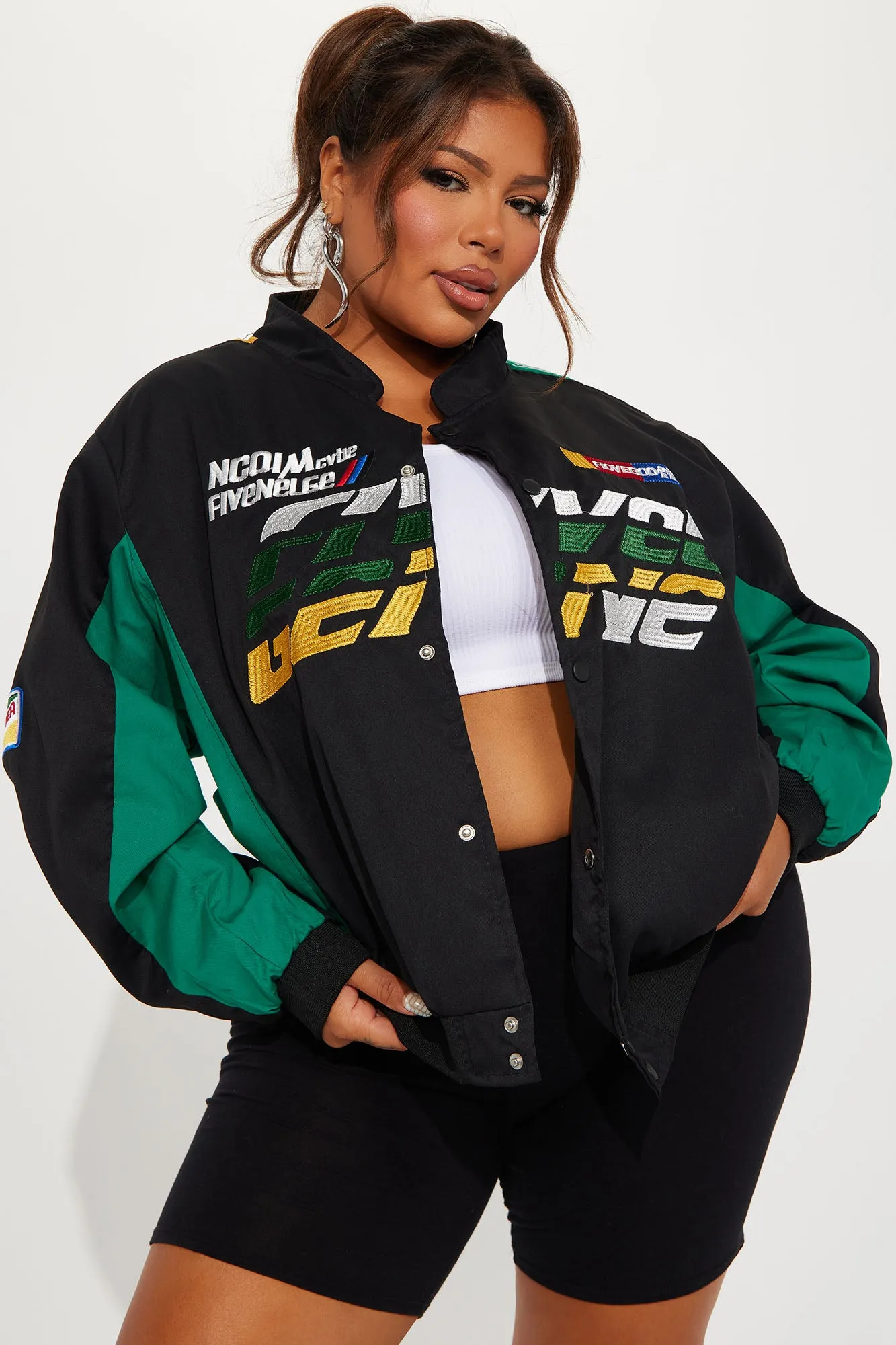 1929 Racer Bomber Jacket - Black/Green