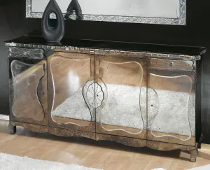 1930S Art Deco-Style Sideboard In Venetian Mirrored Glass