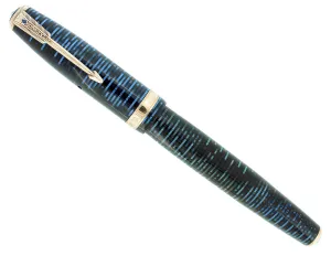 1940 PARKER VACUMATIC AZURE PEARL DOUBLE JEWEL FOUNTAIN PEN MAJOR SIZE RESTORED