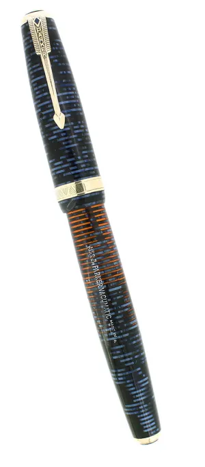 1940 PARKER VACUMATIC AZURE PEARL DOUBLE JEWEL MAJOR FOUNTAIN PEN RESTORED