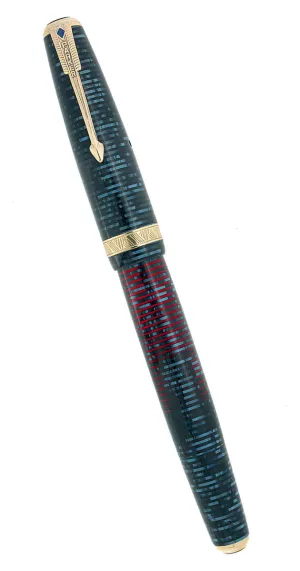 1940 PARKER VACUMATIC AZURE PEARL DOUBLE JEWEL MAJOR FOUNTAIN PEN RESTORED