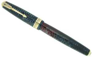 1941 PARKER AZURE VACUMATIC DOUBLE JEWEL JEWELER CAP BAND FOUNTAIN PEN RESTORED