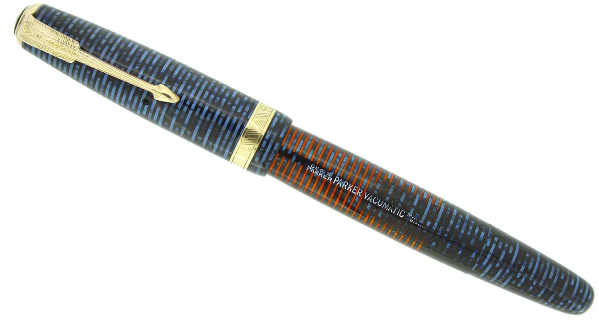 1944 PARKER AZURE PEARL VACUMATIC MAJOR FOUNTAIN PEN GORGEOUS COLOR RESTORED