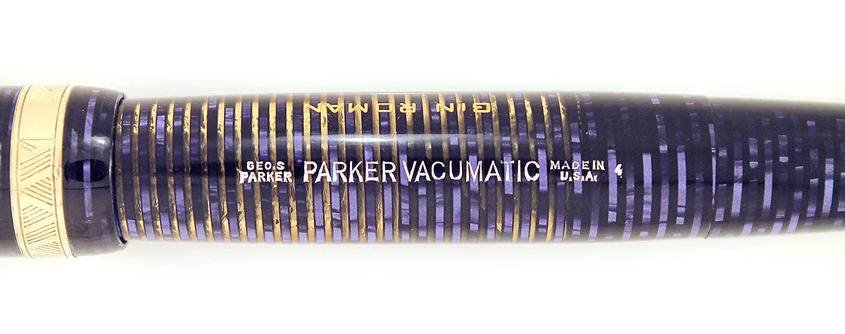 1944 PARKER AZURE PEARL VACUMATIC MAJOR FOUNTAIN PEN NEAR MINT CONDITION AND RESTORED