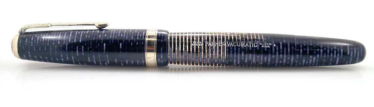 1944 PARKER AZURE PEARL VACUMATIC MAJOR FOUNTAIN PEN NEAR MINT CONDITION AND RESTORED