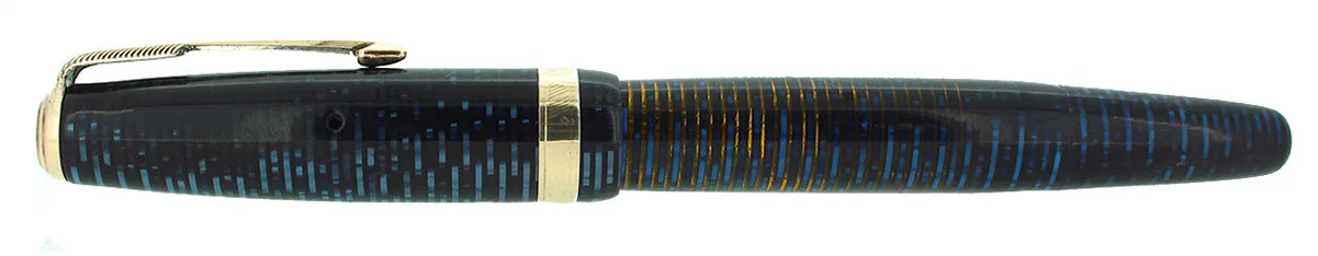 1944 PARKER MAJOR VACUMATIC AZURE BLUE PEARL FOUNTAIN PEN RESTORED