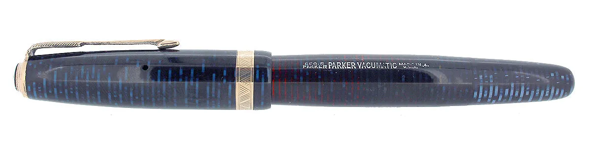 1944 PARKER VACUMATIC AZURE PEARL DOUBLE IMPRINT ERROR FOUNTAIN PEN RESTORED