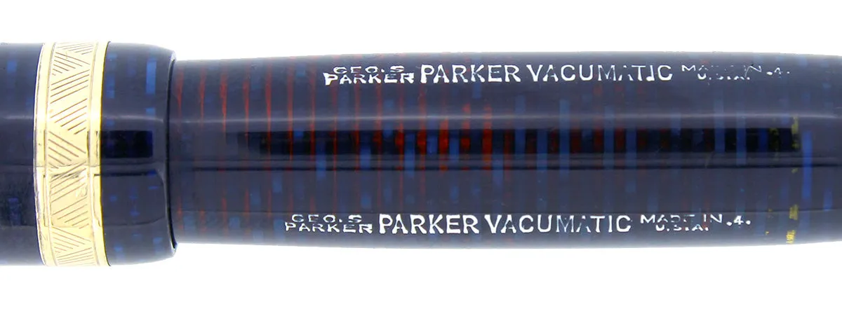 1944 PARKER VACUMATIC AZURE PEARL DOUBLE IMPRINT ERROR FOUNTAIN PEN RESTORED