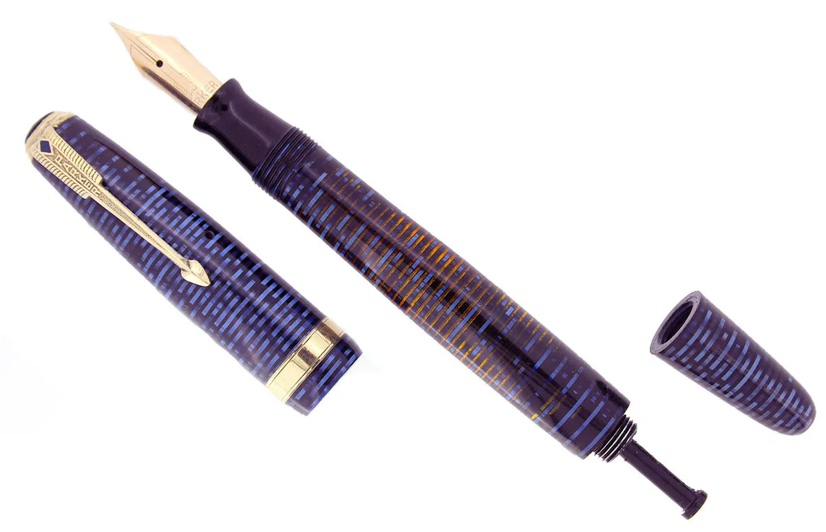 1945 PARKER AZURE PEARL VACUMATIC MAJOR FOUNTAIN PEN RESTORED