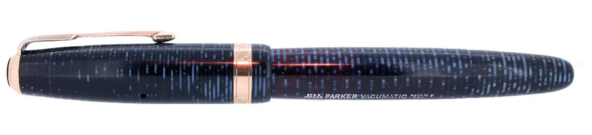 1945 PARKER VACUMATIC AZURE BLUE PEARL MAJOR FOUNTAIN PEN RESTORED