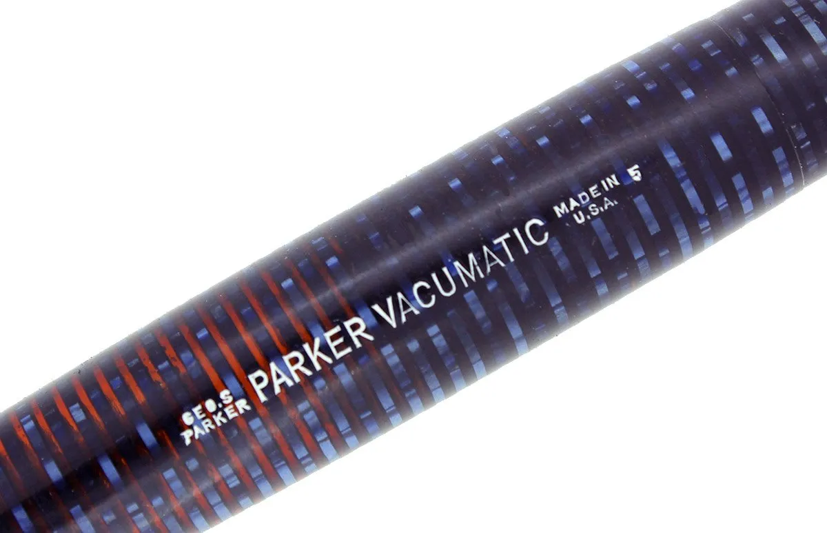 1945 PARKER VACUMATIC MAJOR AZURE BLUE PEARL FOUNTAIN PEN RESTORED VIBRANT COLOR