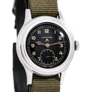 1945 Vintage Longines Ref. 23088 "Greenlander" WWII Era RAF British Military Stainless Steel Watch (# 14961)