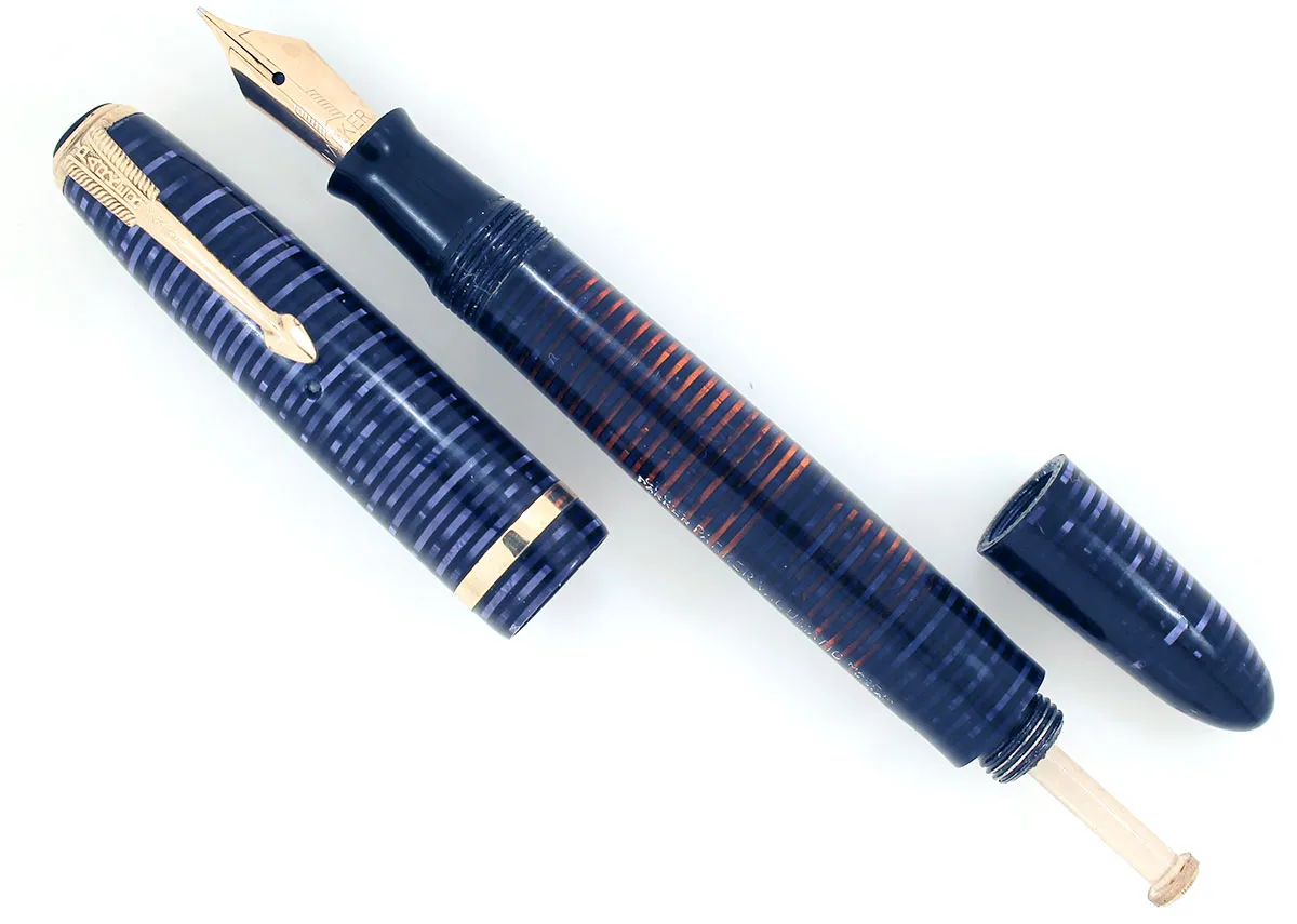 1947 PARKER AZURE BLUE PEARL VACUMATIC DEBUTANTE FOUNTAIN PEN F - BB NIB RESTORED